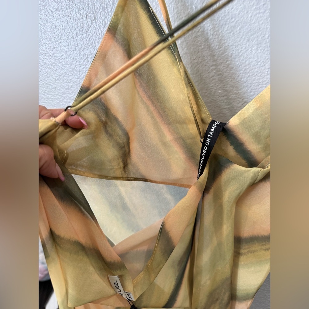 SLA The Label Samui Sheer Maxi Dress XS NWT Watercolor Slip Y2K Vacation - Picture 7 of 7